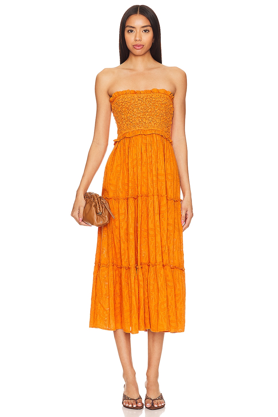 Neon orange midi dress best sale