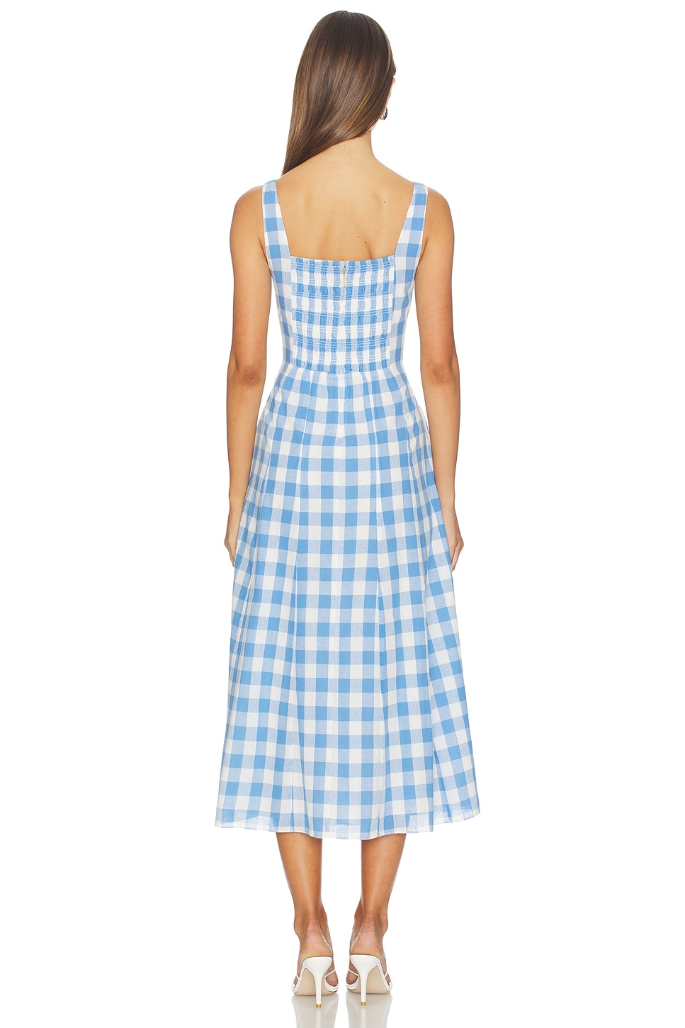 Cleobella Ardena Ankle Dress in Blue Bonnet Gingham | REVOLVE