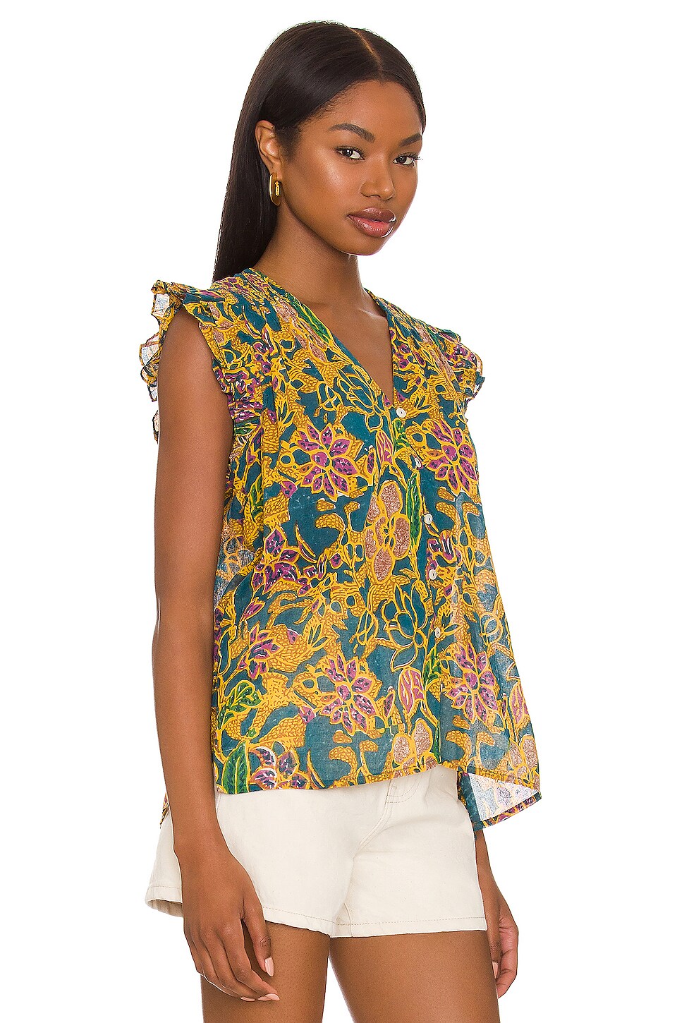 Cleobella Chloe Blouse in Indo Block Print