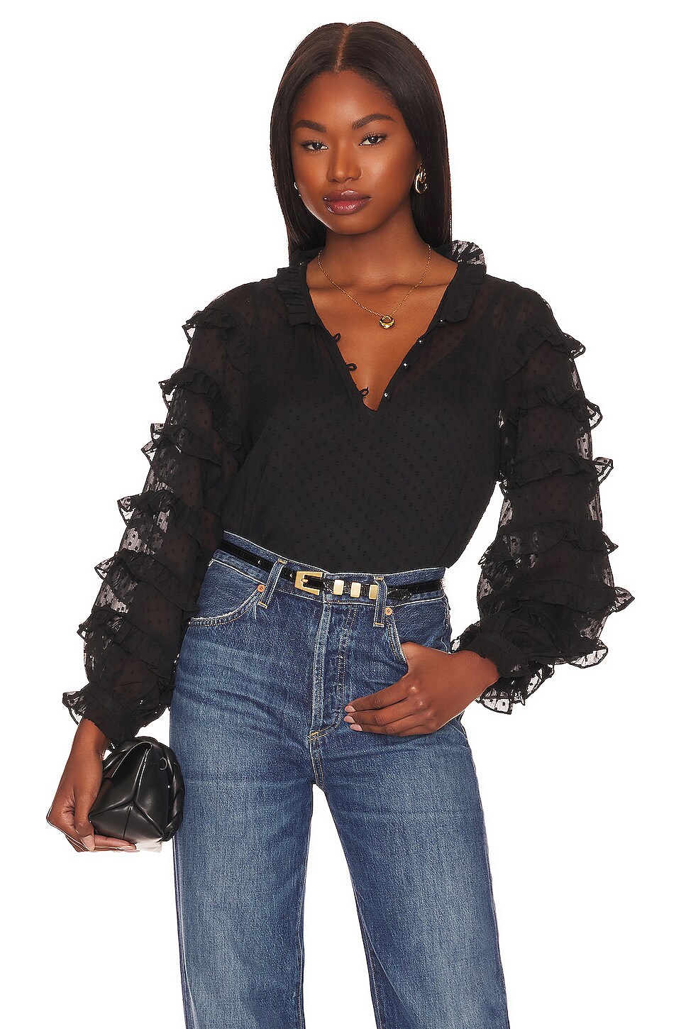 Cleobella Phoebe Blouse in Black | REVOLVE