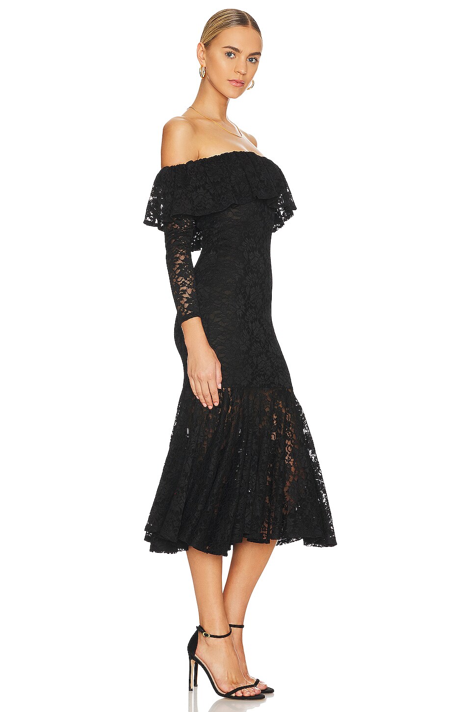 CAROLINE CONSTAS Alessia Midi Dress in Black