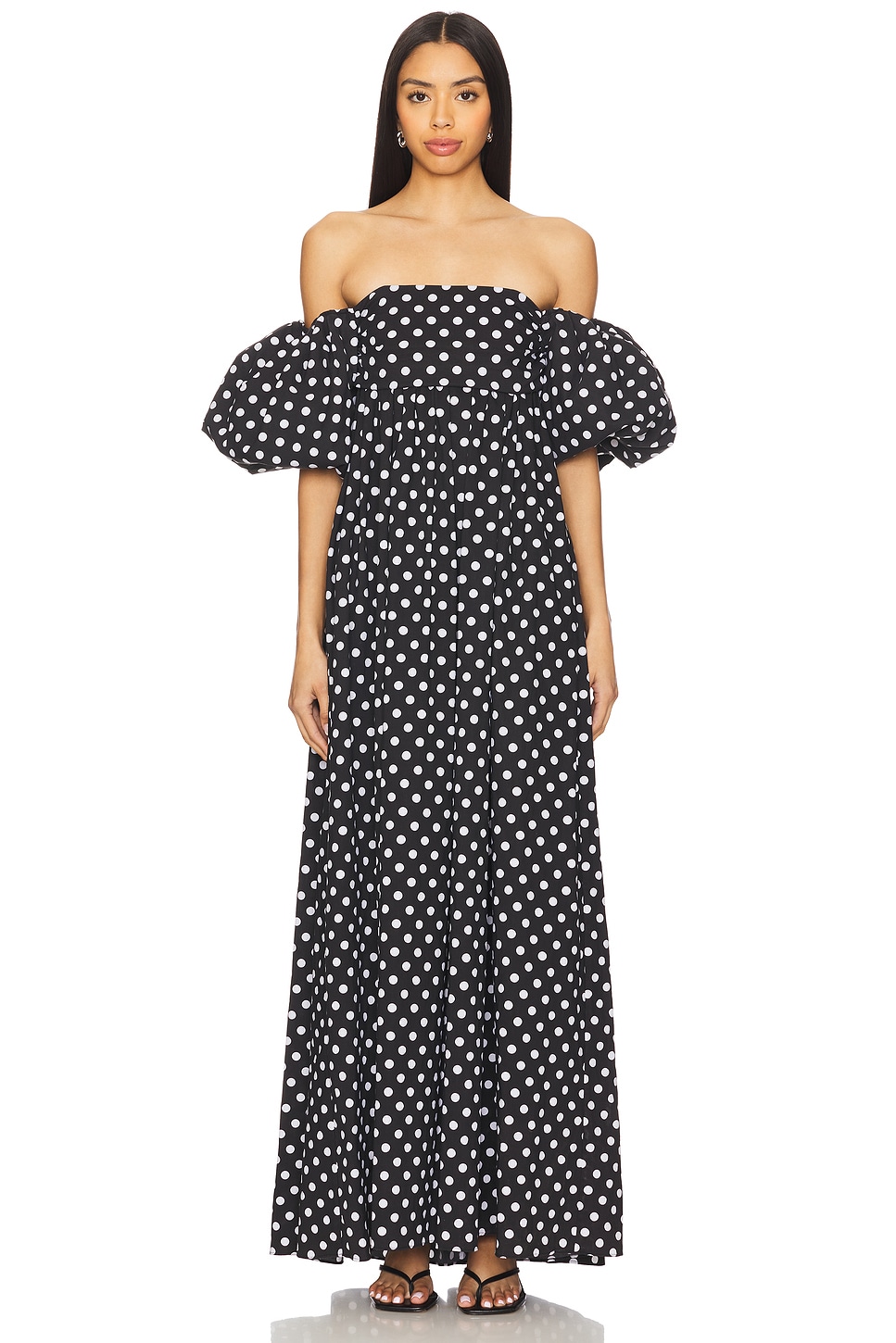 Caroline Constas】 Polka-dotコットンブレンドクロップトップ