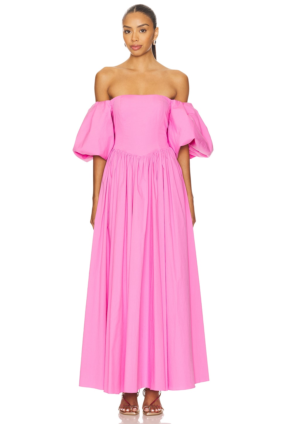 white christmas dresses CORINTHIA OFF SHOULDER PLEATED GOWN main image 1