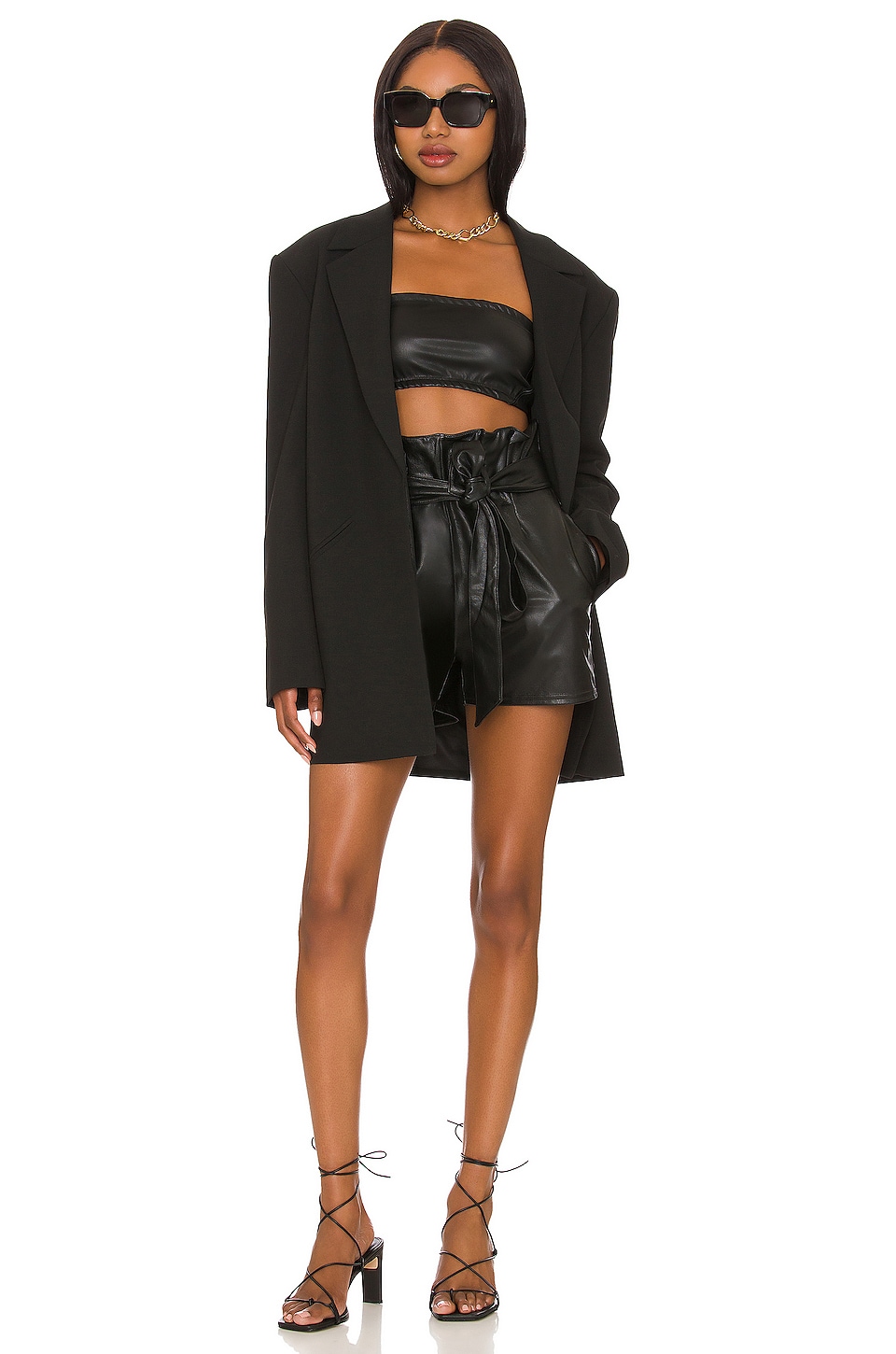 Commando Faux Leather Paperbag Short in Black
