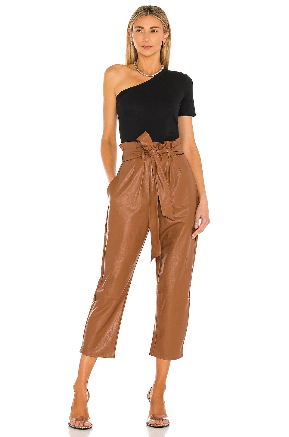 Commando Faux Leather Paperbag Pant in Cocoa | REVOLVE
