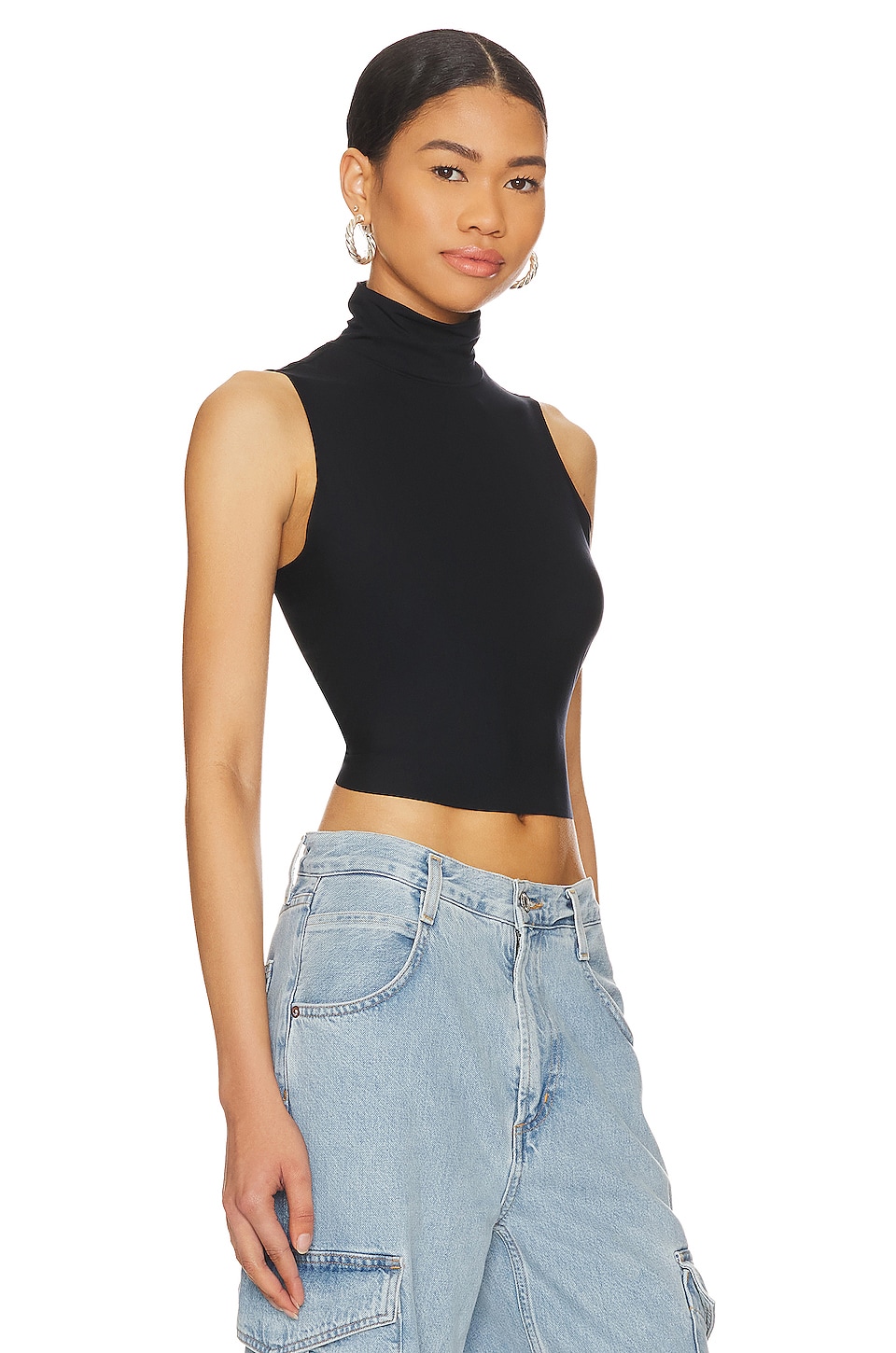 Commando Butter Sleeveless Cropped Turtleneck in Black