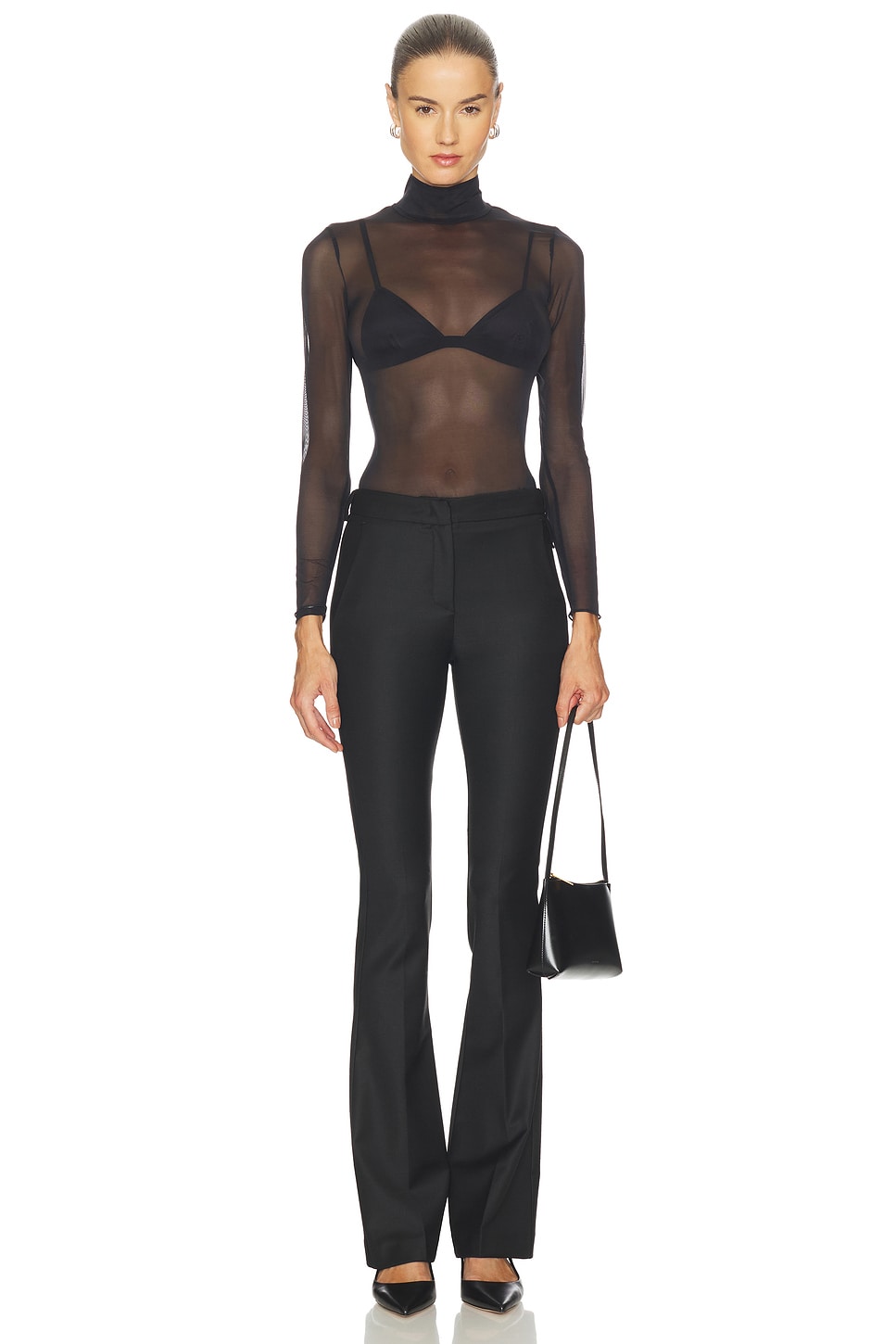 Commando Chic Mesh Long Sleeve Turtleneck in Black | REVOLVE