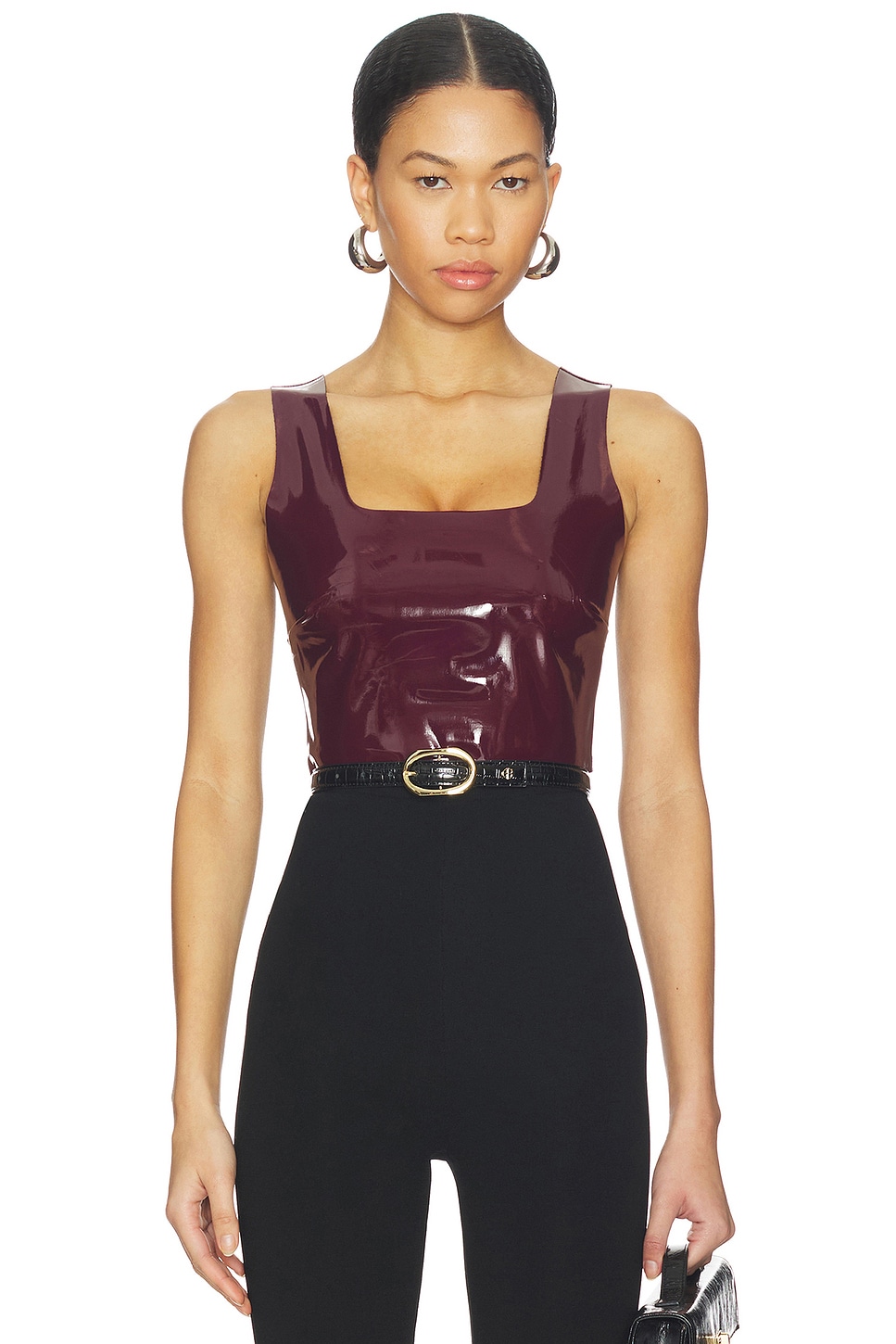 Faux Patent Leather Crop Top