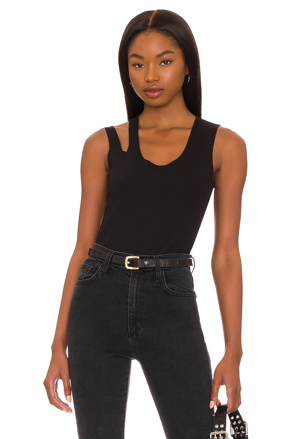 Three Quarter Sleeve Choker Banded Bodysuit