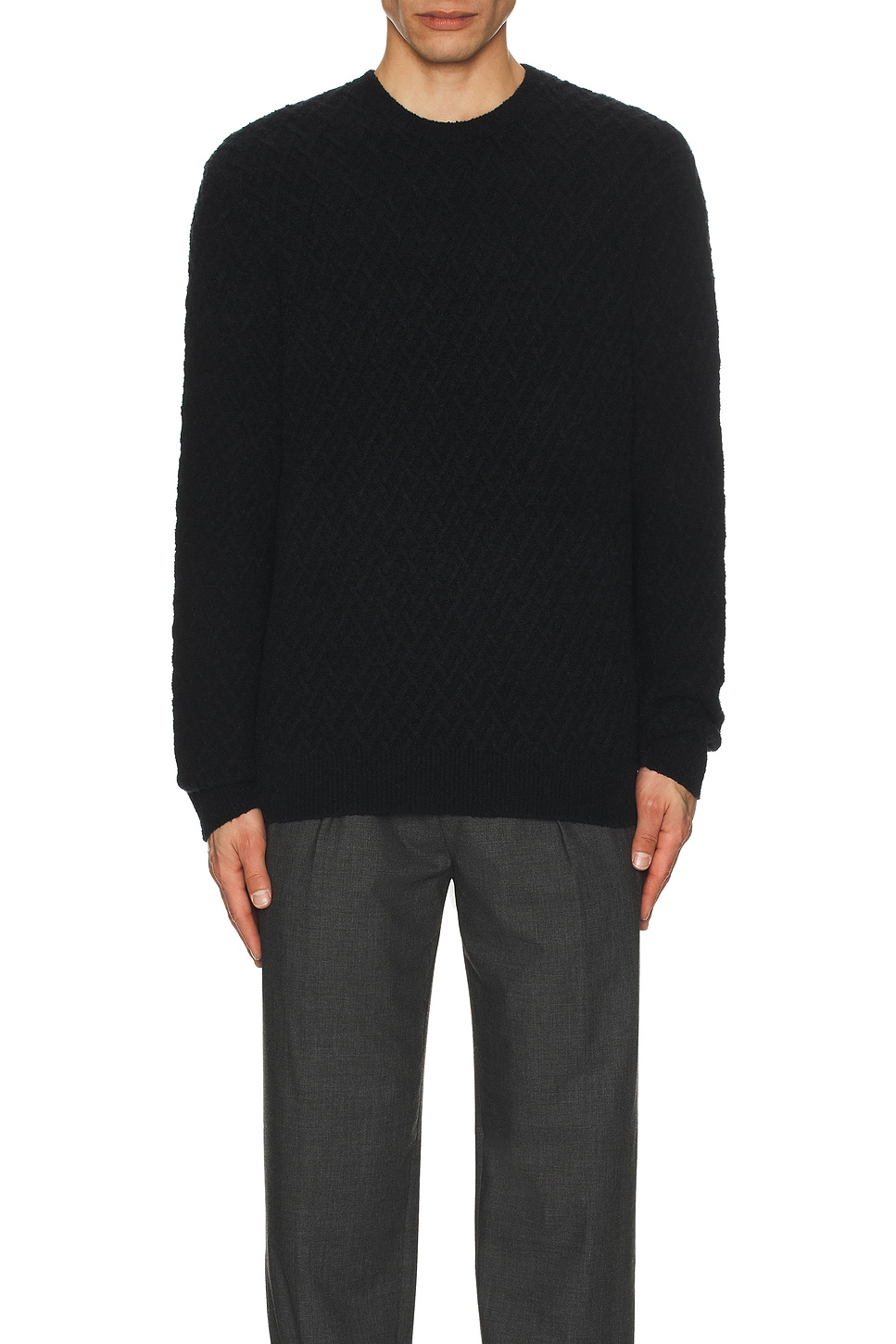 Boucle Half Diamond Crew Sweater - Thumbnail 3