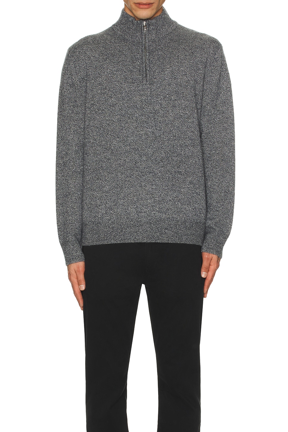 Club Monaco Cash Blend Quarter Zip Sweater in Black & White