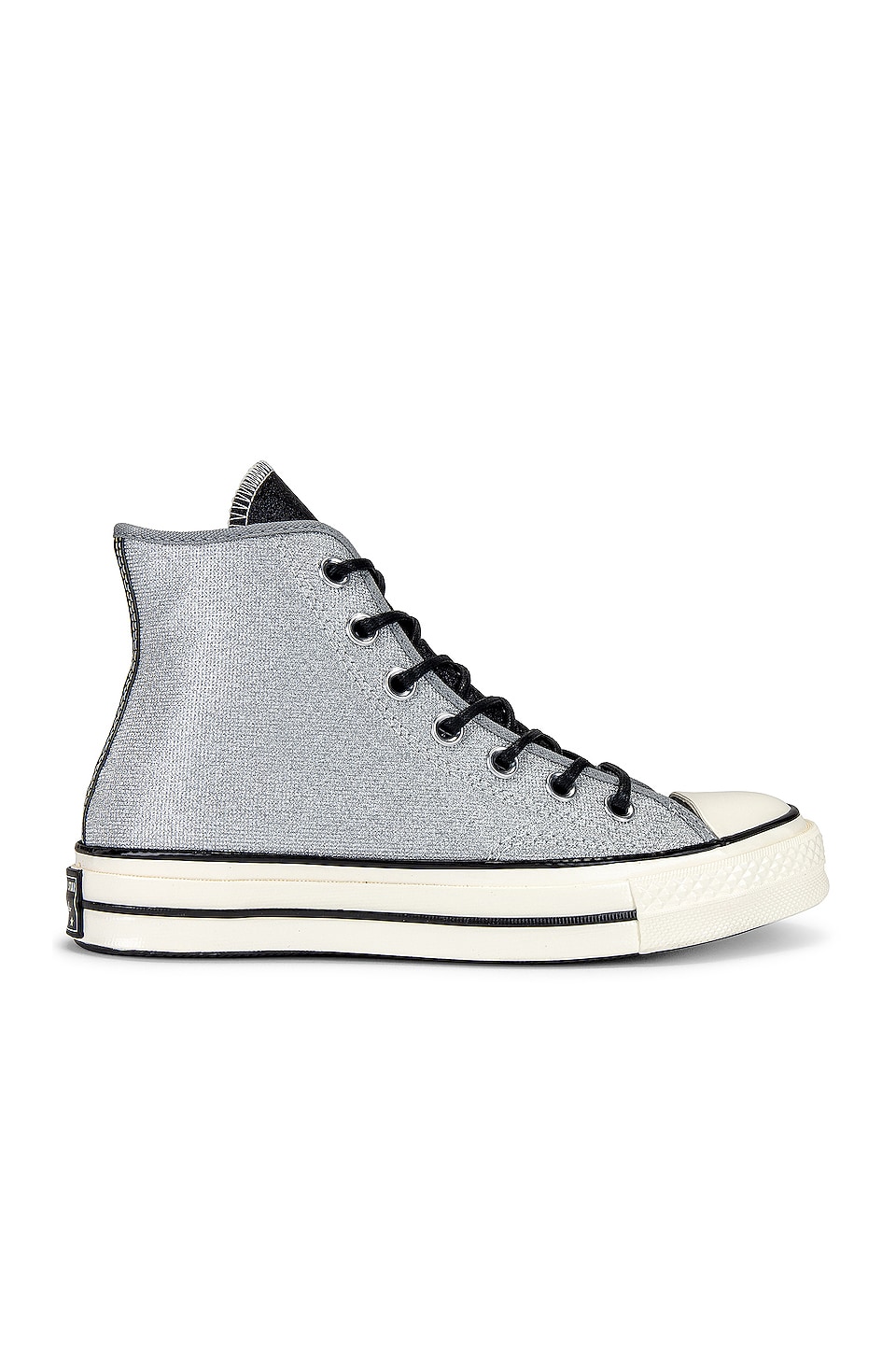 Converse Chuck 70 Glitter Sneaker in Silver, Black, & Egret | REVOLVE