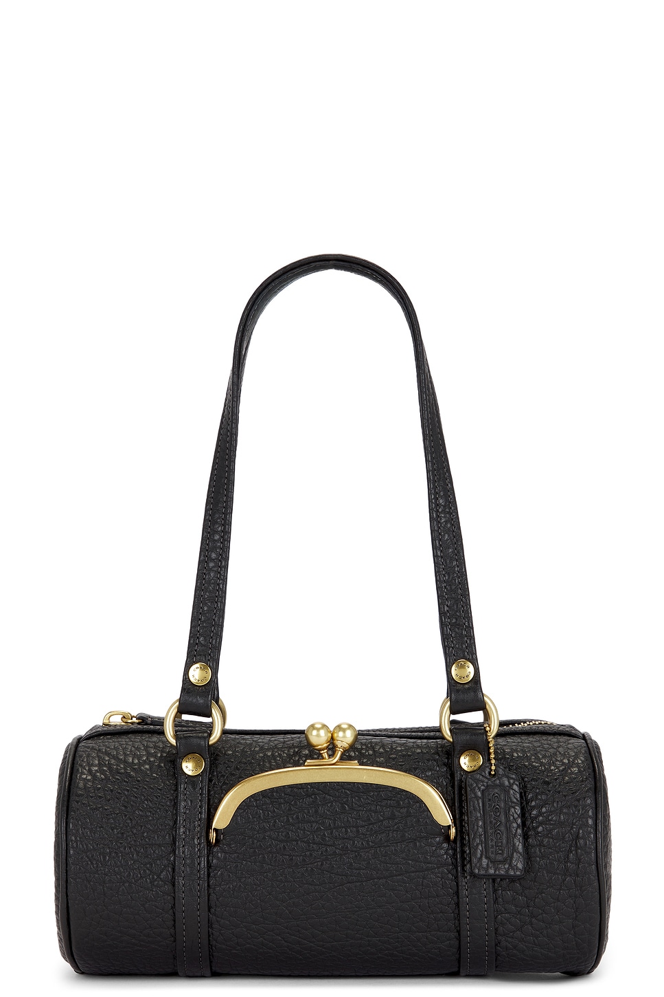 Coach Originals Textured Pebble Leather Kisslock Barrel Bag 28