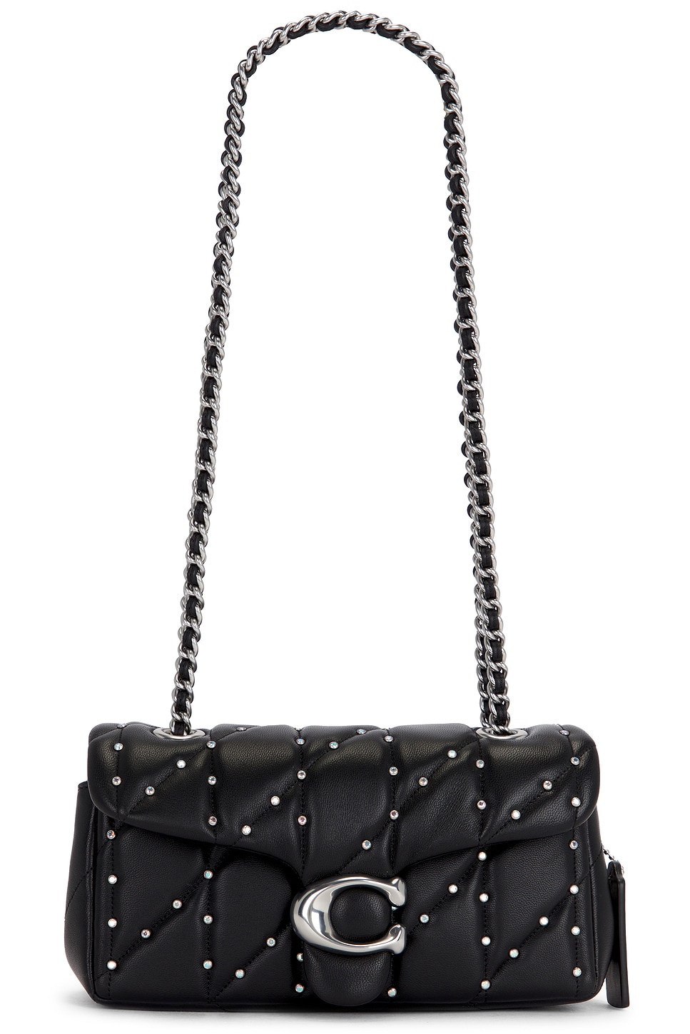 COACH CRYSTAL RIVETS QUILTED TABBY 20 ハンドバッグ Coach Crystal Rivets Quilted Tabby 20 Handbag in Lh Black