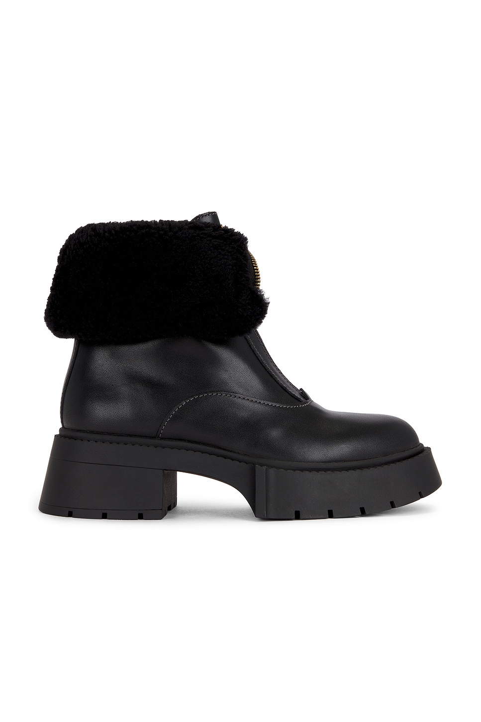 Coach Leah Platform Shearling Zip Bootie in Black | REVOLVE