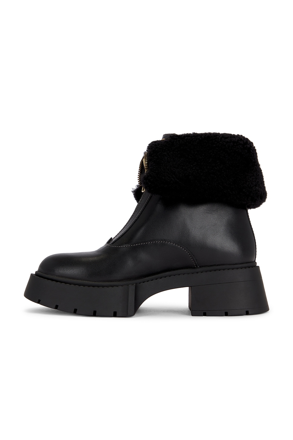 Coach Leah Platform Shearling Zip Bootie in Black | REVOLVE