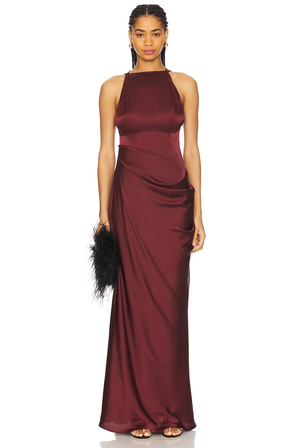 Ceren Ocak Satin Dress in Burgundy | REVOLVE