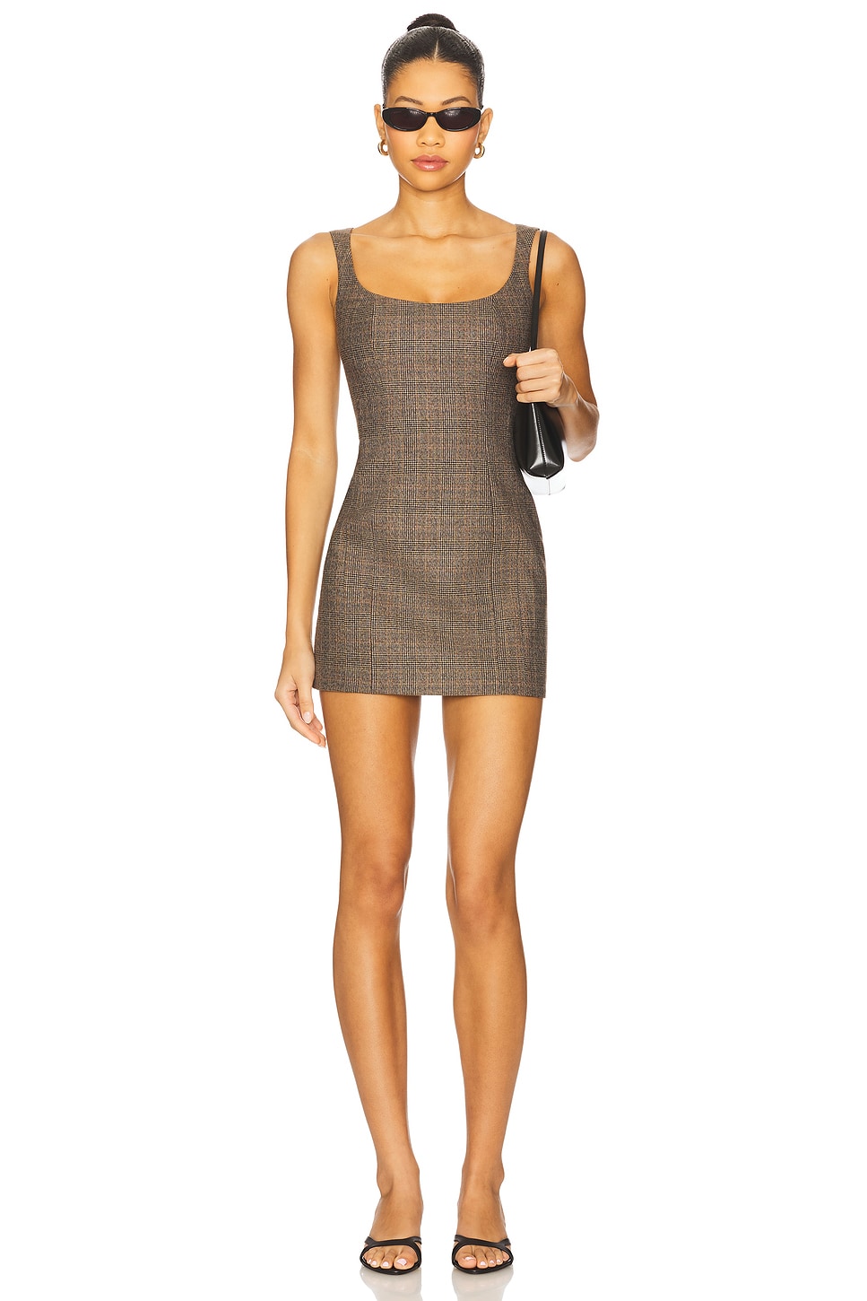 Ceren Ocak Mini Dress in Brown Tartan | REVOLVE