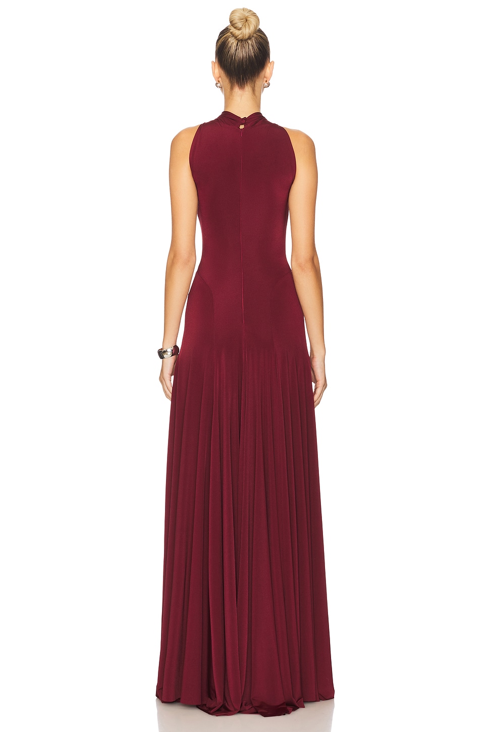Ceren Ocak Draped Jersey Dress in Burgundy - size S