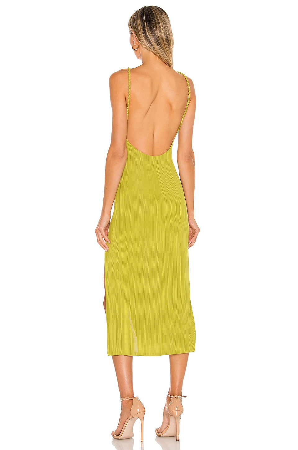 Camila Coelho Shelly Midi Dress in Yellow Green