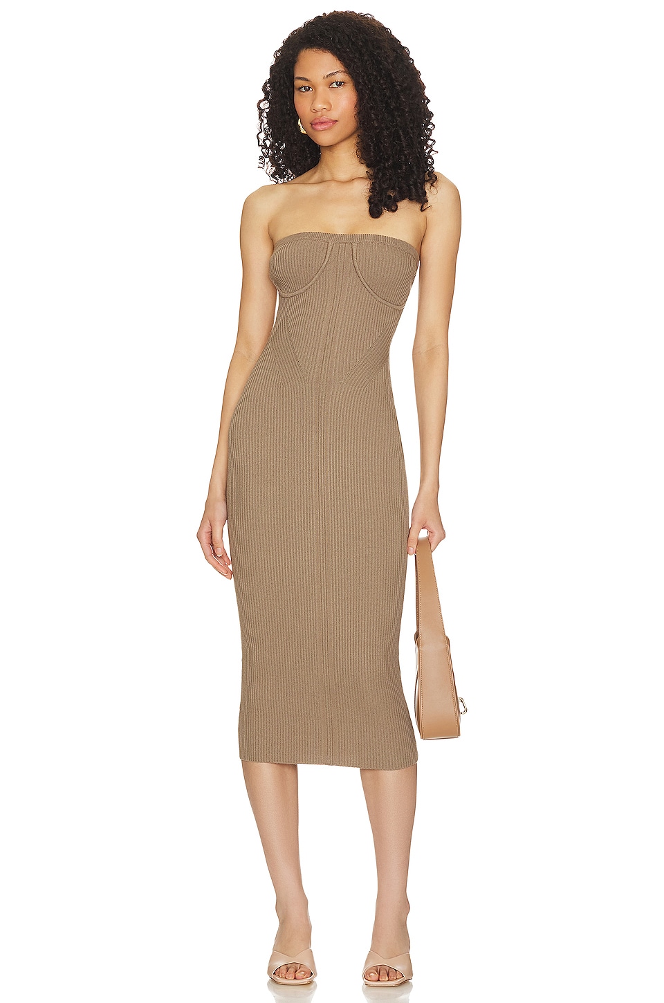 Image 1 of Ebrill Strapless Knit Dress in Army Green