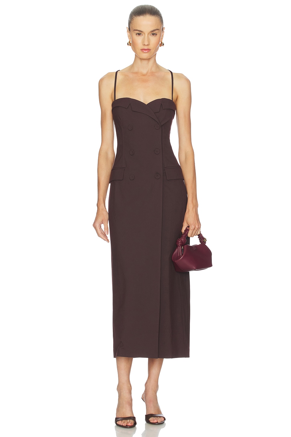 Camila Coelho Noeme Midi Dress in Burgundy - Size S