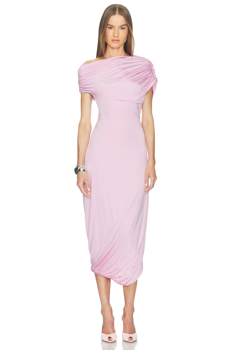 camila coelho pink dress Hailey bieber pink dress