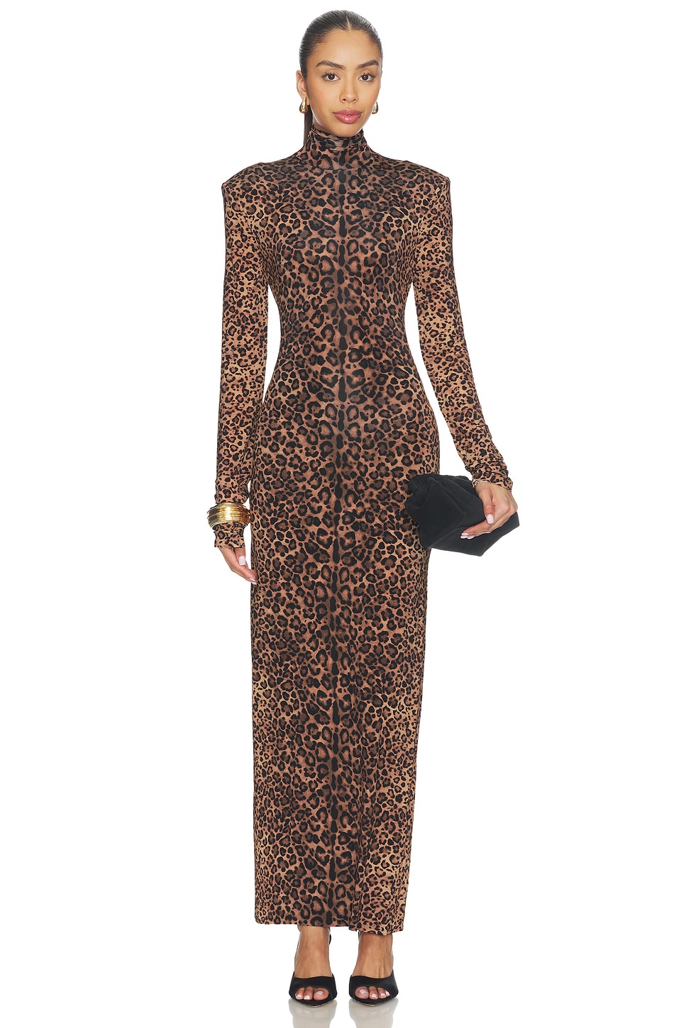 leopard print maxi dress long sleeve Leopard Print Long Sleeve Maxi Dress (Women)