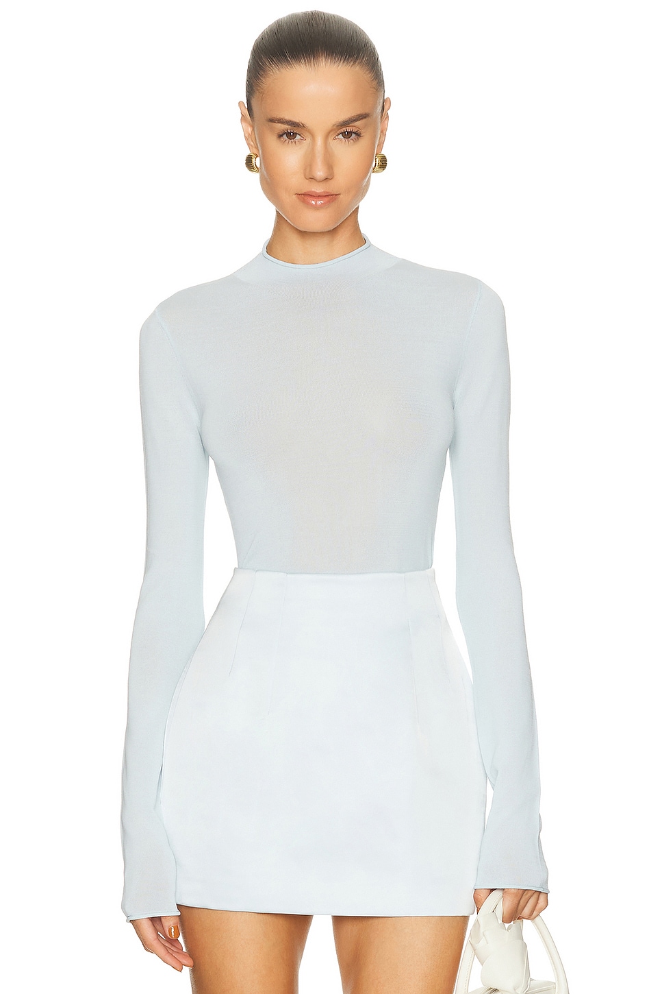 ice blue sweater dress Light Blue Fuzzy Knit Puff Sleeve Sweater Dress  PinkBlush