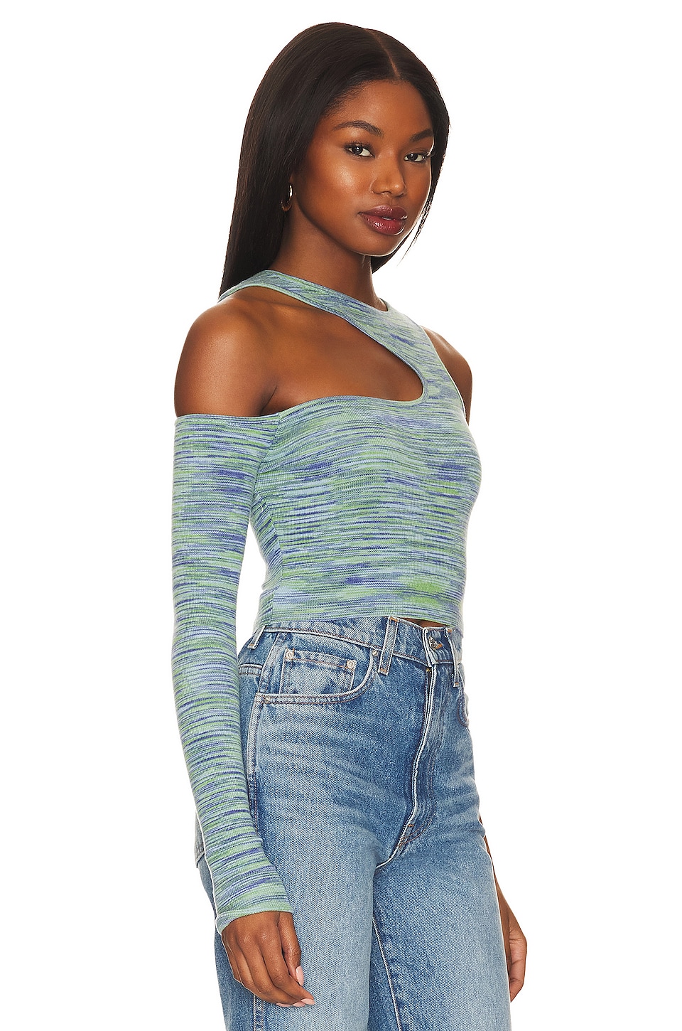 Camila Coelho Aideen Cut Out Knit Top en Blue Spacedye