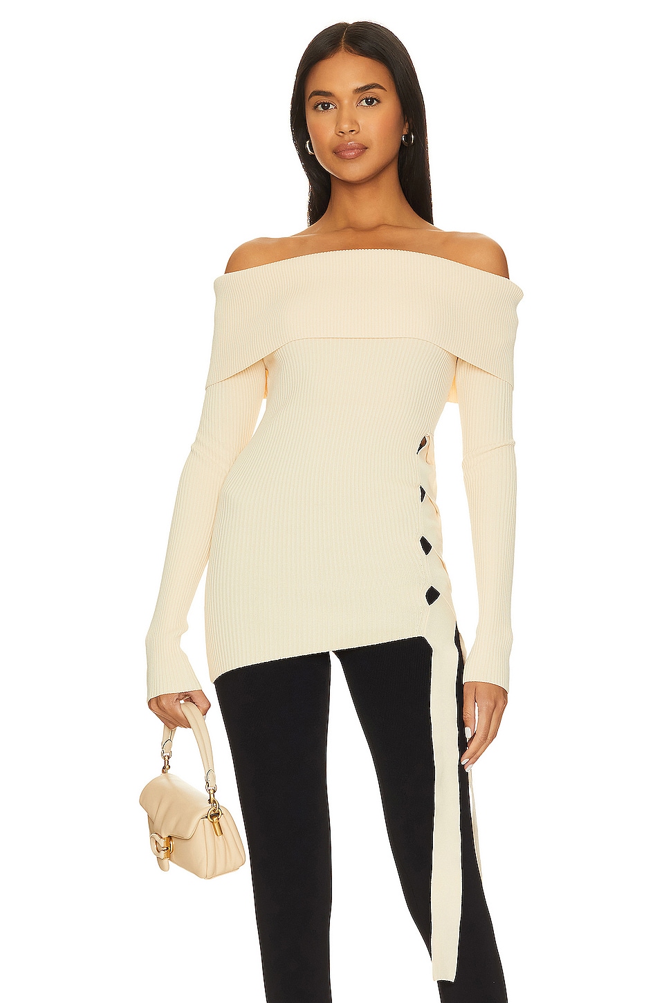 Camila Coelho Paton Off Shoulder Sweater in Ivory REVOLVE