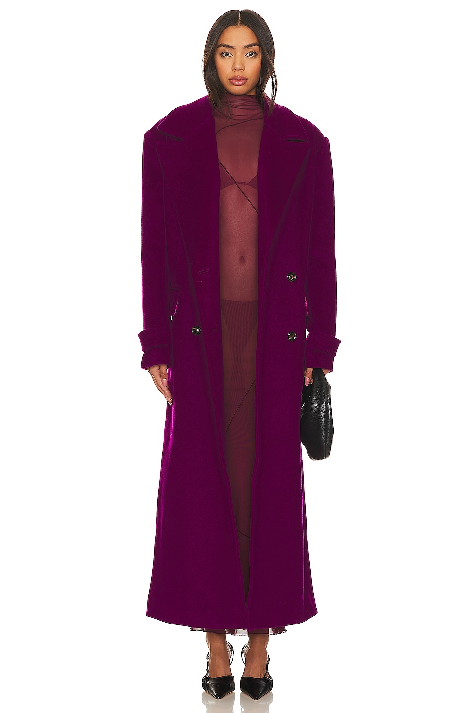 Camila Coelho Agatha Double Breasted Coat in Violet