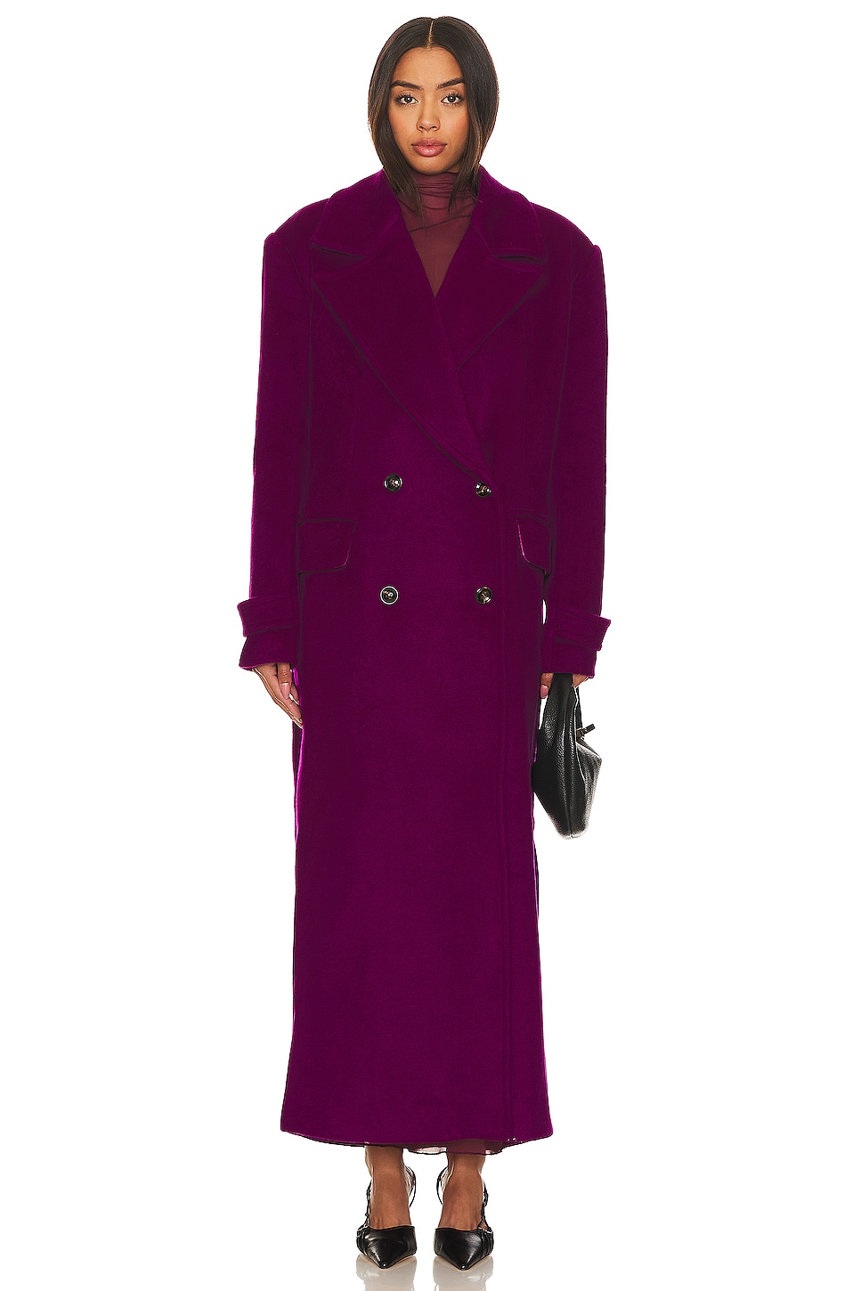 Camila Coelho Agatha Double Breasted Coat in Violet