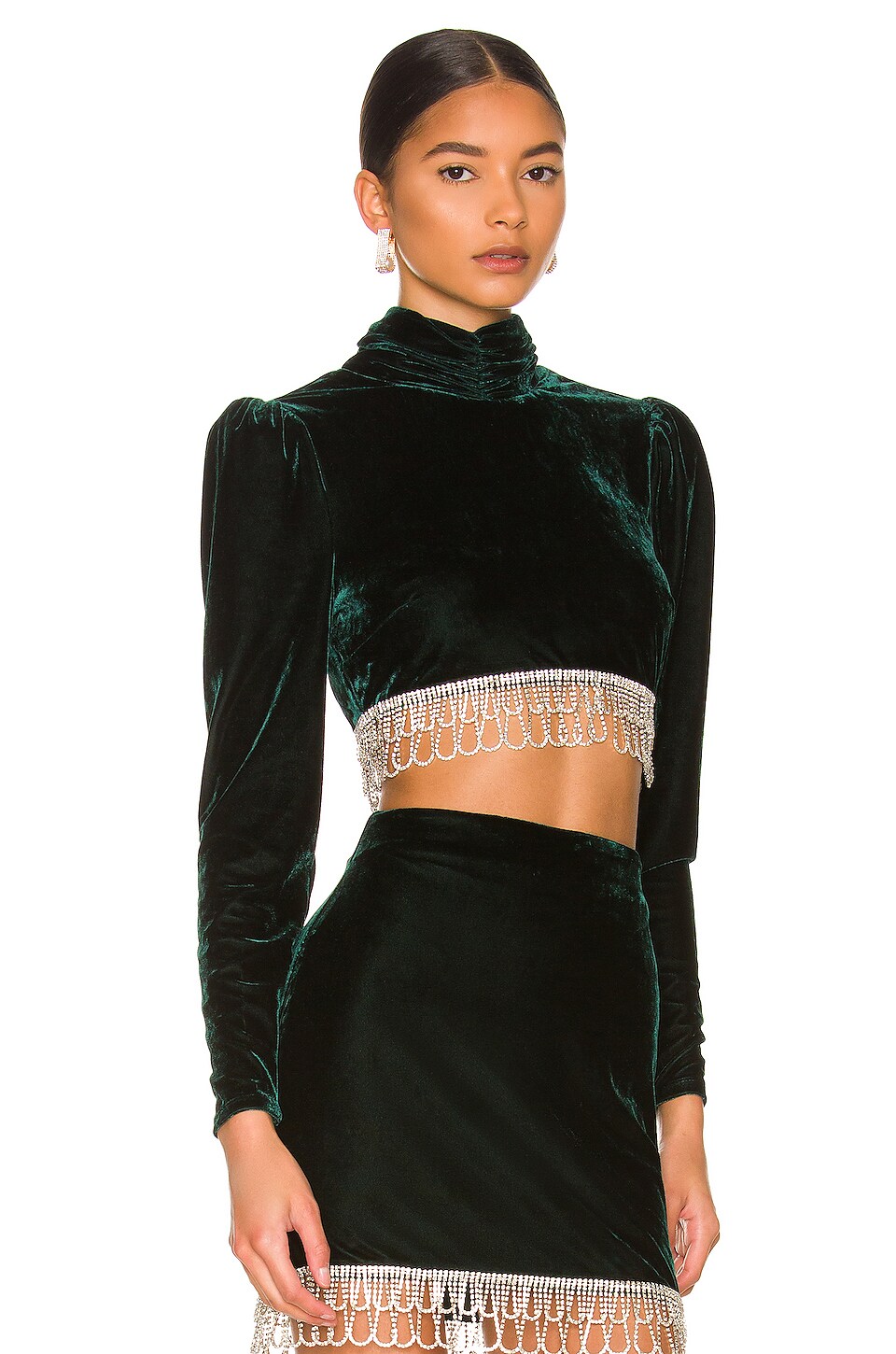 Camila Coelho Aliah Cropped Top in Emerald Green