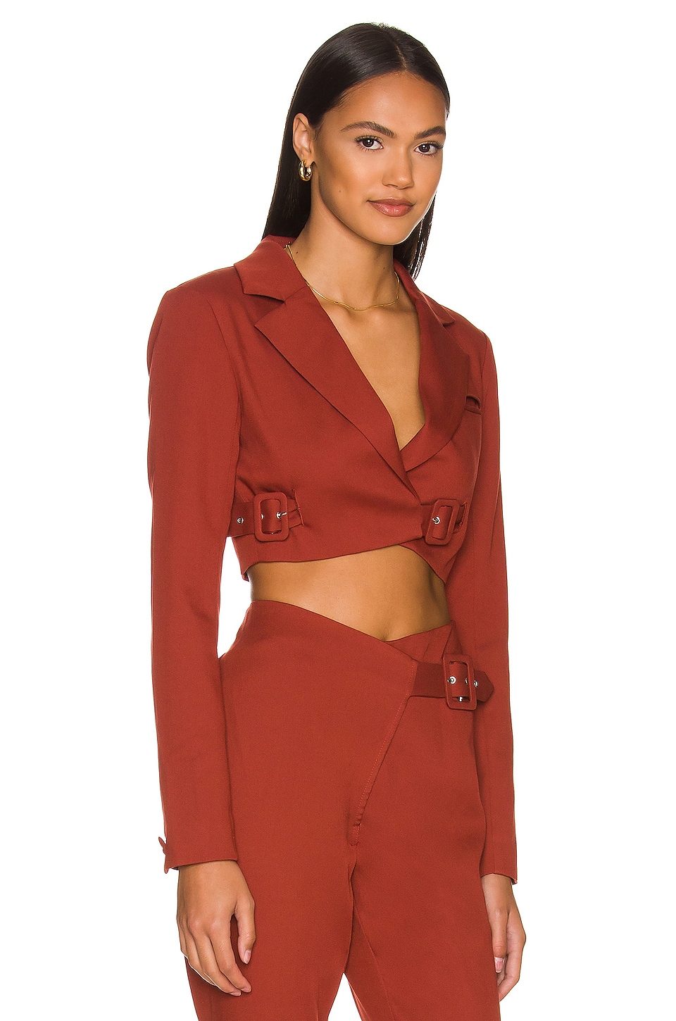 Camila Coelho Margot Jacket Top in Dark Red