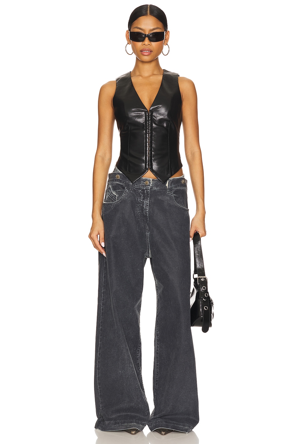 Roz Faux Leather Vest - Thumbnail 4