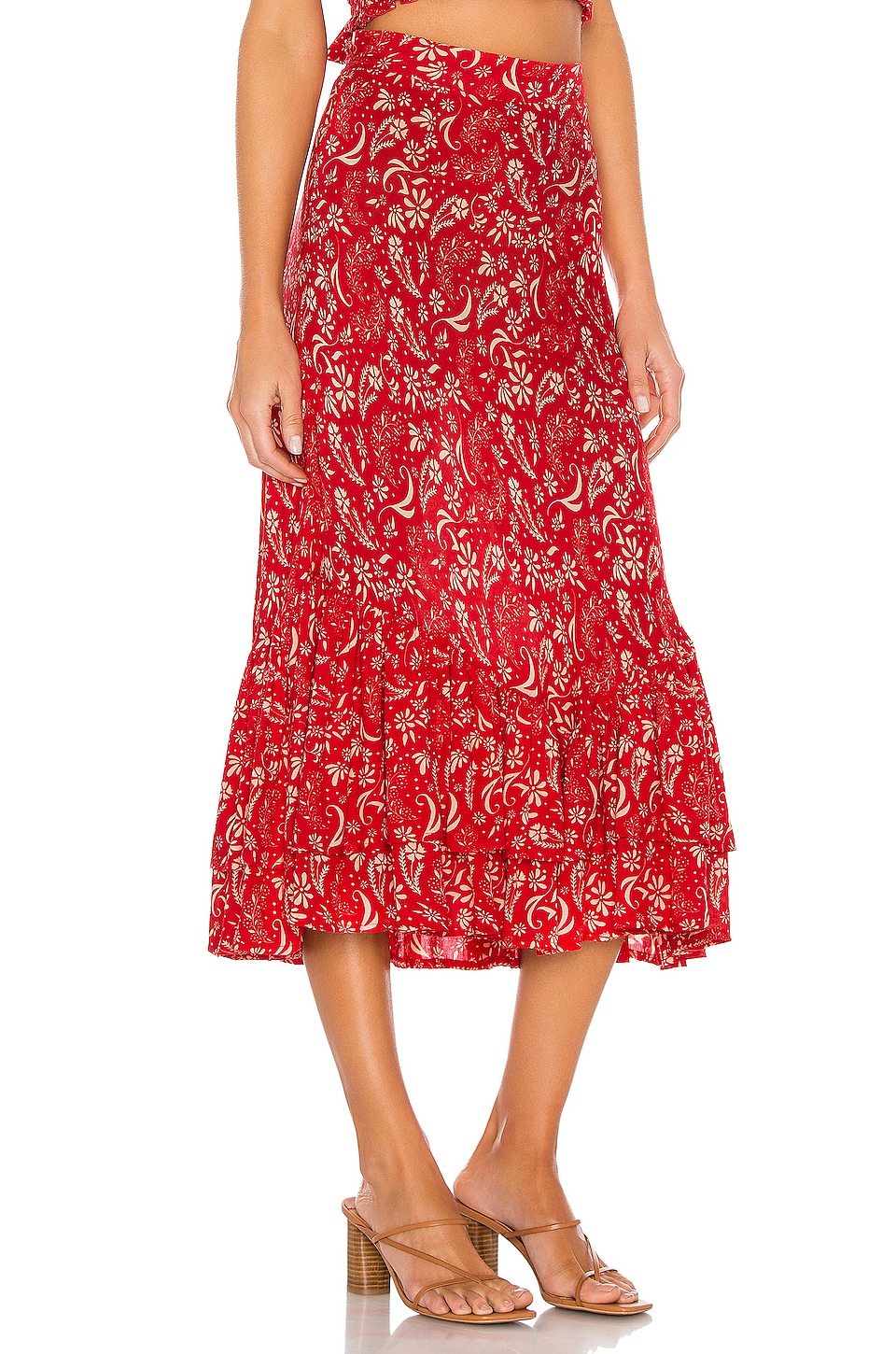 coolchange Florence Meadow Skirt in Flame & Buff | REVOLVE
