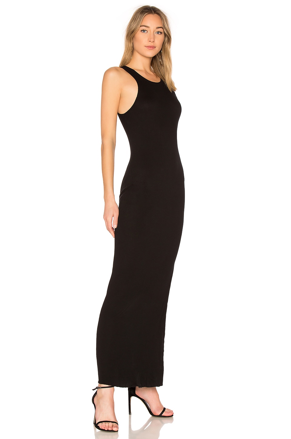 COTTON CITIZEN Melbourne Tank Midi Dress With Slit in Jet Black | REVOLVE