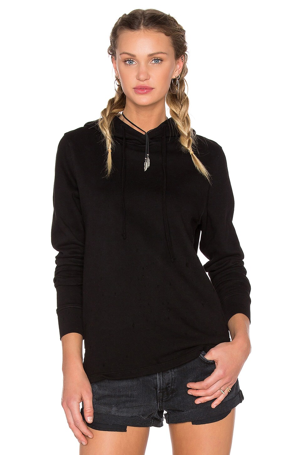 COTTON CITIZEN Malibu Hoodie in Jet Black Destroyed | REVOLVE