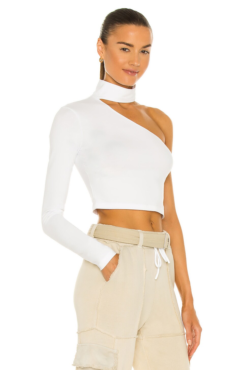 COTTON CITIZEN The Brisbane Cutout Turtleneck Top in White