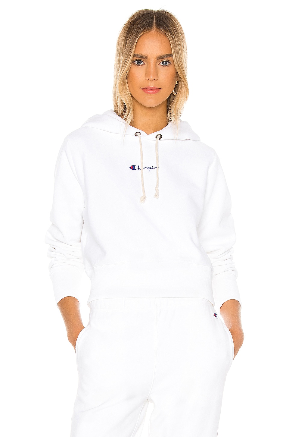 Champion Central Script Hooded Sweatshirt in White