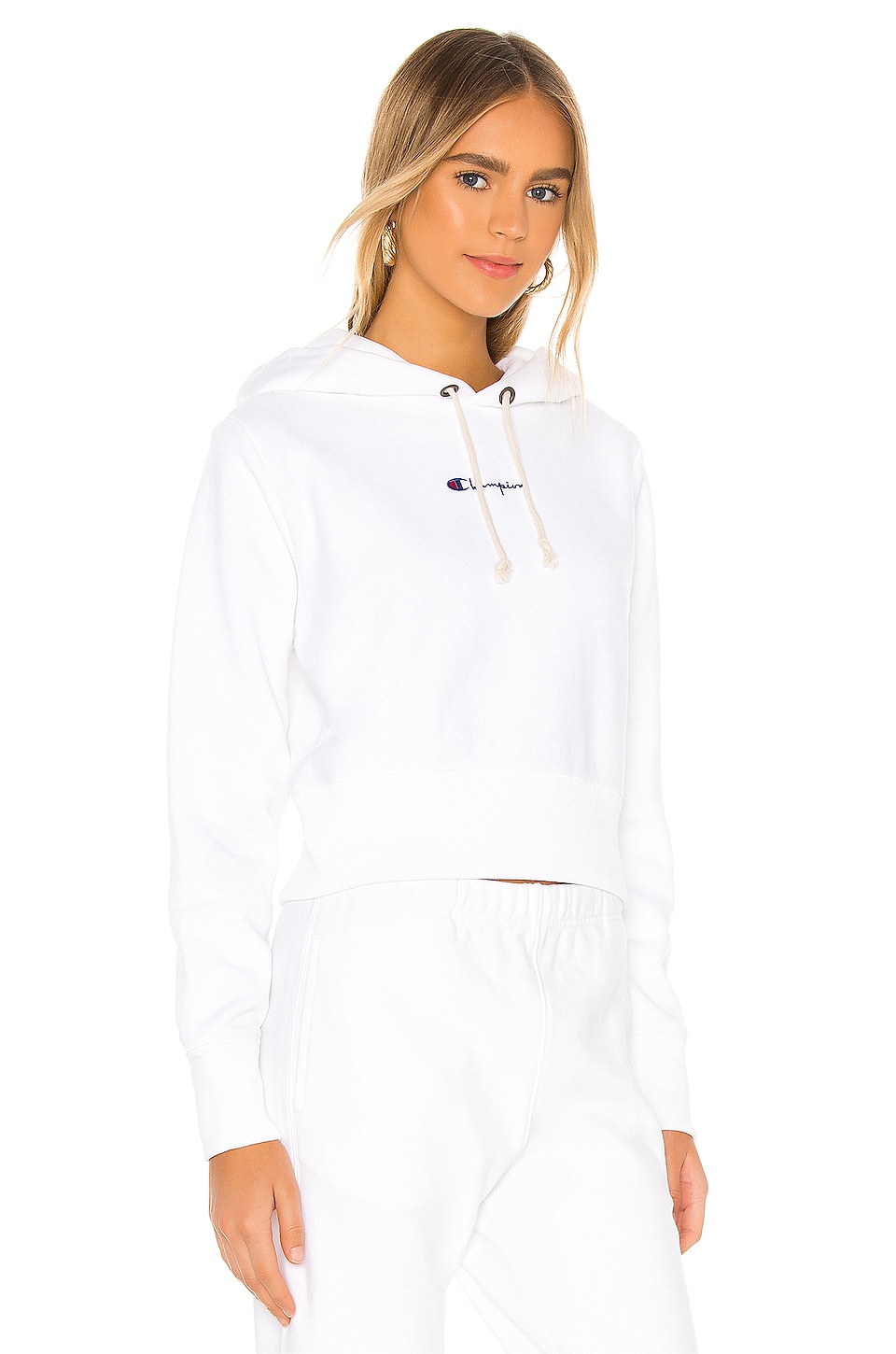 Champion Central Script Hooded Sweatshirt in White