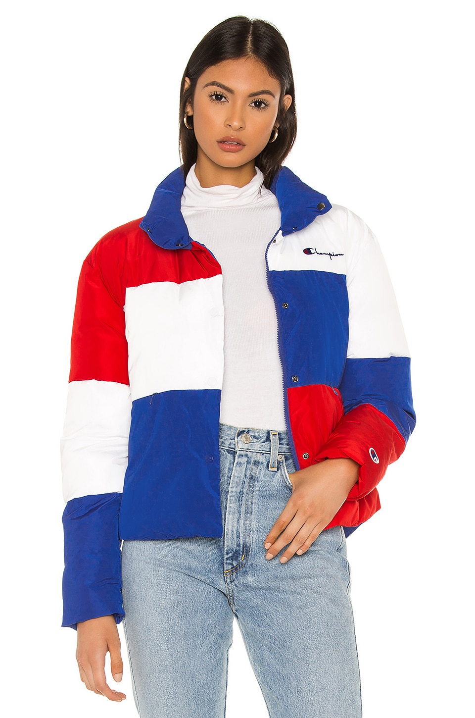 Champion Color Block Puff Jacket in Surf The Web | REVOLVE