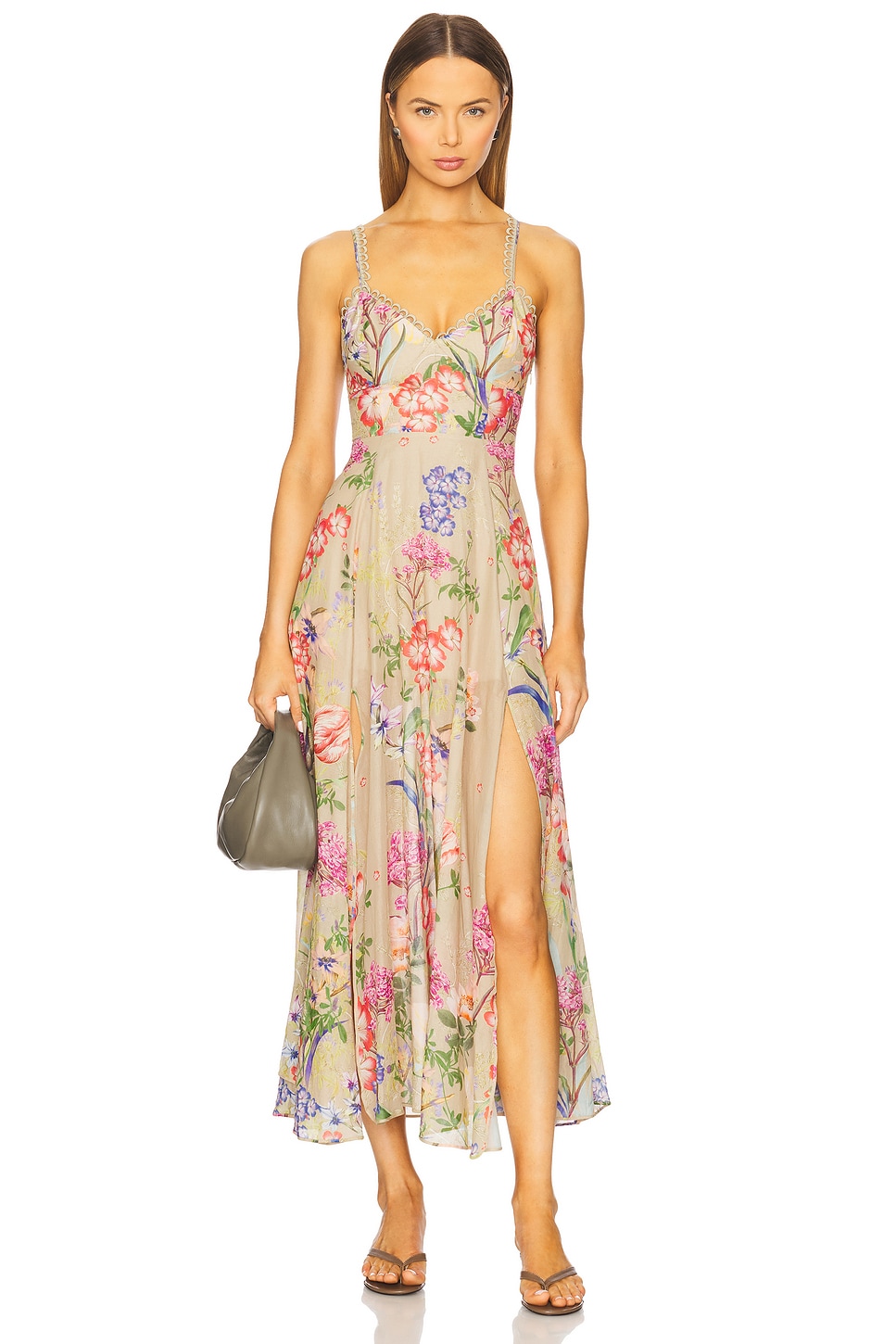 Charo Ruiz Ibiza Iraso Long Dress in Olive Botanic | REVOLVE