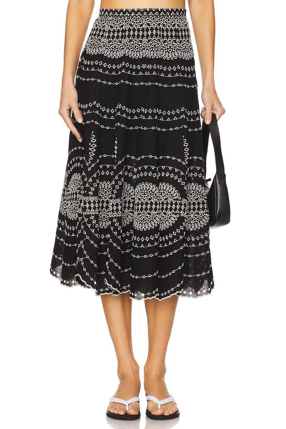 スカート Charo Ruiz SS25 Midi Skirt Livvy (254401 BLACKNELUM) Charo Ruiz Ibiza Livvy Midi Skirt in Black Nel?m | REVOLVE