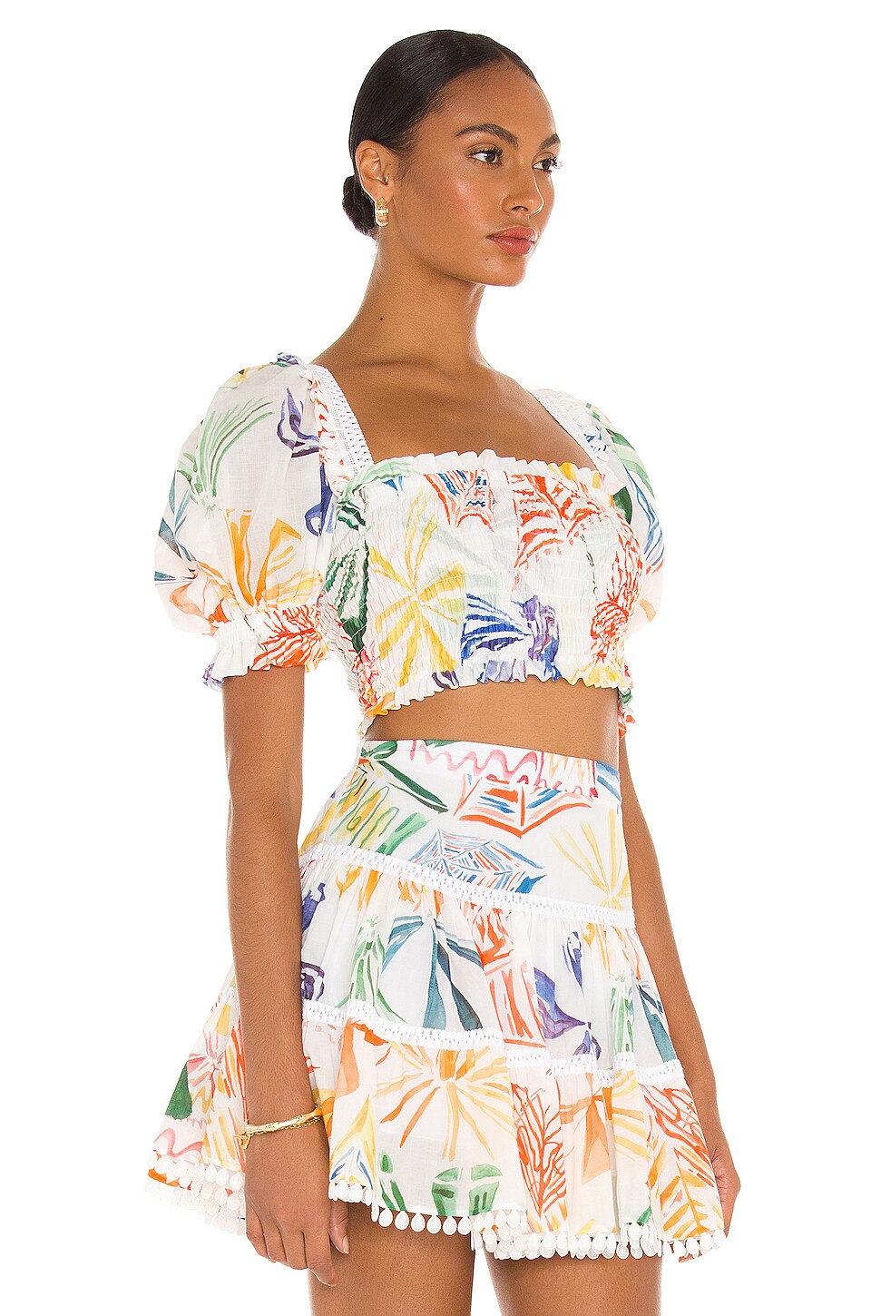 Charo Ruiz Ibiza Georgia Crop Top in White Print