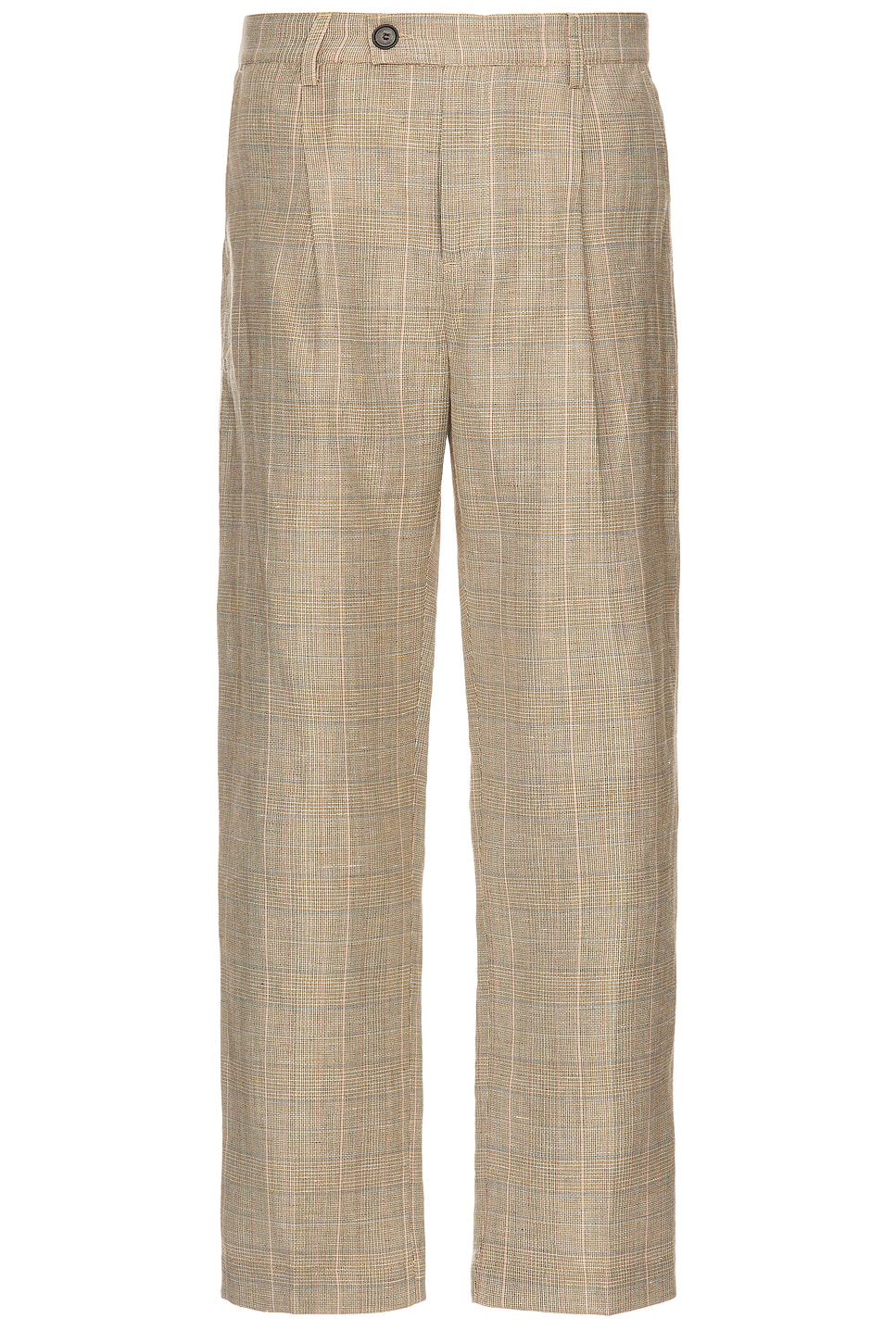 Plaid Linen Pleated Trouser
