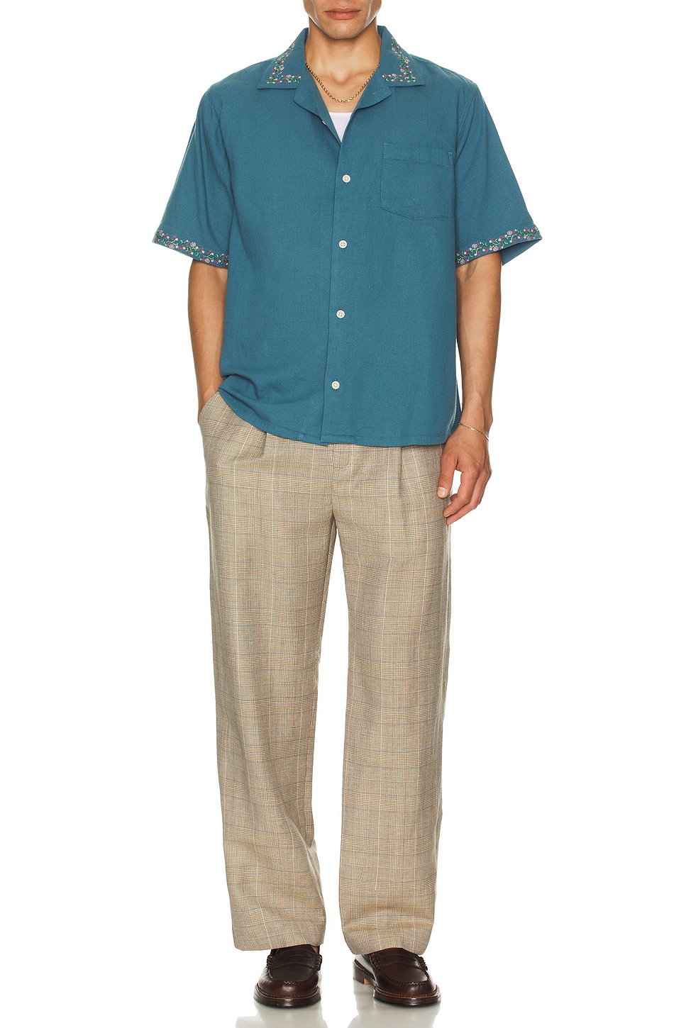 Hopsack Embroidered Camp Shirt