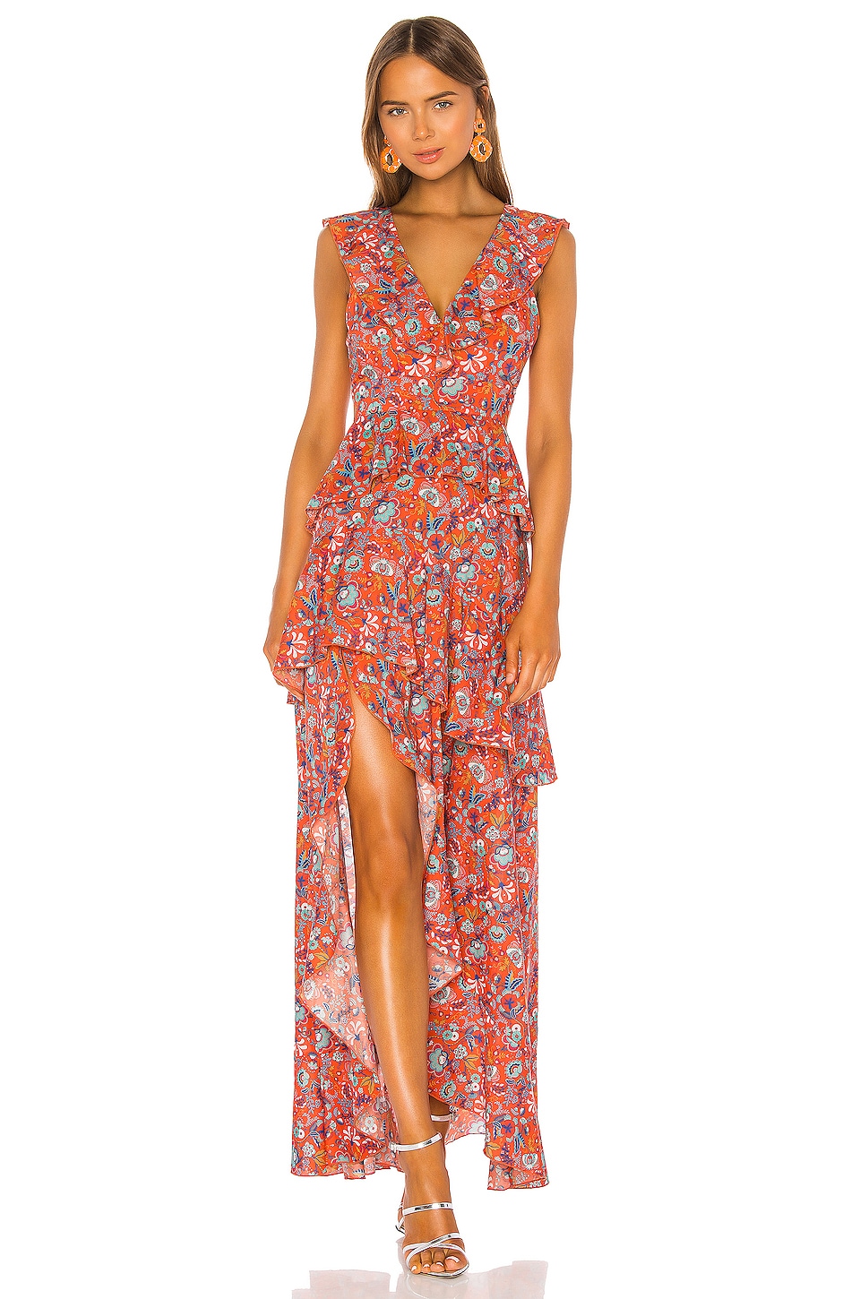 Cynthia Rowley Savannah Tiered Maxi Dress in Orange Multi | REVOLVE