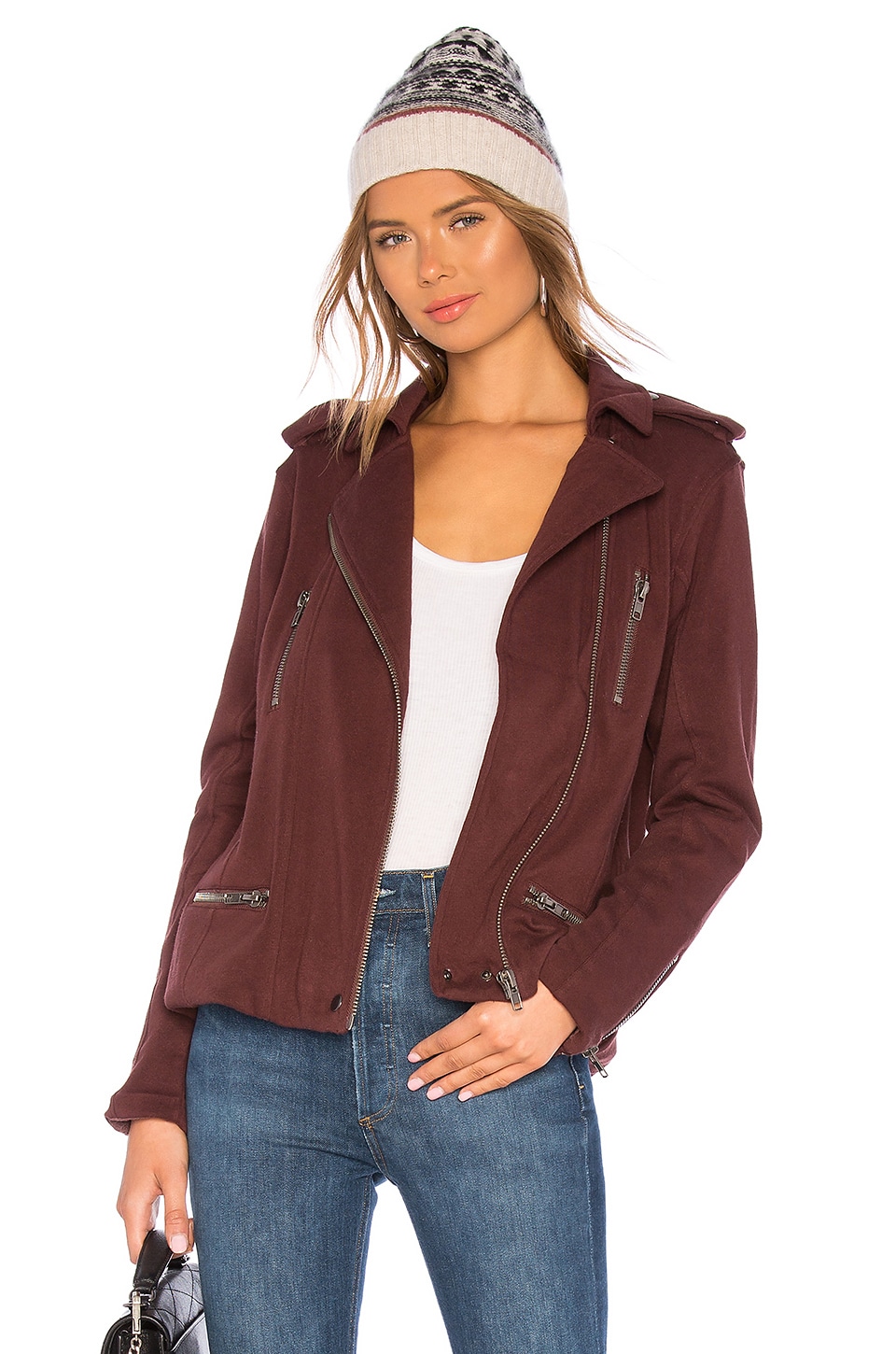 Chaser Cotton Fleece Moto Jacket in Mulberry REVOLVE